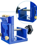 Pro Level Aluminum Alloy Pocket Hole Jig With A Precise 15 Degree Drill Angle And Smooth Adjustable 12 To 45mm Depth close-up of adjustment mechanism.