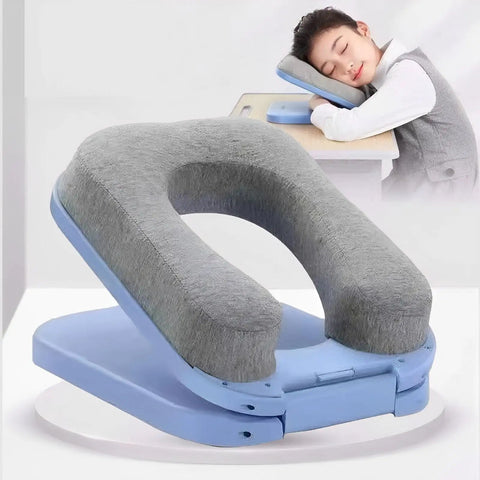Foldable Comfy Memory Foam Desk Nap Pillow With Arm Rest For Face Down Sleep Portable Office And School Sleep Aid Blue