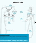 Clawfoot Tub Faucet Set With Handheld Shower Victorian Style Double Cross Handles 6 Inch Center Adjustable Swing Arms