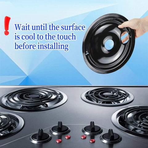 Electric Stove Drip Pan Set 8 Inch And 6 Inch Replacement Bowls WB31M19 WB31M20 2 Pack Black installation instruction