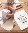 Straight To Point Color Handheld Printer For Paper And Cardstock With Guided Edge Ruler, printing on light paper with clear color output.