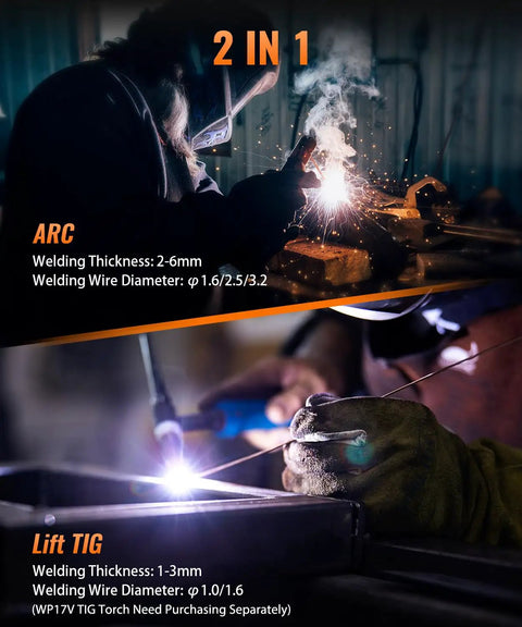 Dual Voltage 110V 220V Arc MMA TIG Welder 140A 2 In 1 Portable Stick And Lift TIG Machine welding demonstration