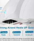 Wall Mounted Hand Dryer 1600W For Bathrooms Automatic High Speed Warm Wind Drying 110V Plug In Quick 10 To 15 Second Dry