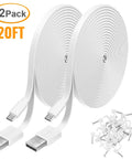 Two Pack 20Ft Power Extension Cable For Indoor And Outdoor Security Cameras Including Wyze Cam V4 V3 Pan OG Nest Cam Blink
