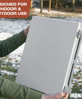 Person holding Extra Large Outdoor Waterproof Junction Box With Hinged Panel Cover IP65 Rated Electrical Enclosure