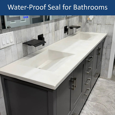 Straight Up Professional Grade Water Based Urethane Concrete Countertop Sealer Clear Low Sheen Finish 24 Oz Kit Covers 170 Sq Ft on modern bathroom vanity.