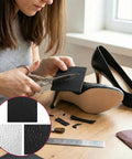 Six Piece Square Heel Repair Pads One Quarter Inch Thick Non Slip Rubber Soles For Boots And Shoes In Three Styles