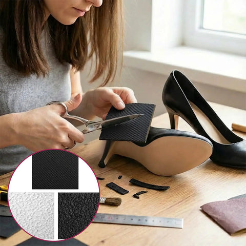 Six Piece Square Heel Repair Pads One Quarter Inch Thick Non Slip Rubber Soles For Boots And Shoes In Three Styles