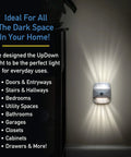 Wall-mounted UpDown Wireless Motion Sensing LED Light Auto On Battery Powered Accent Night Light White Finish illuminating a hallway