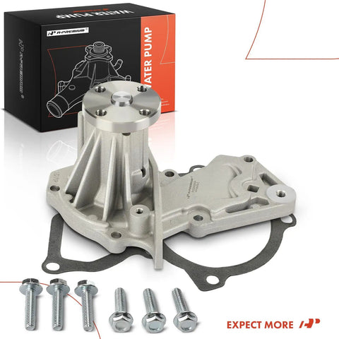 Engine Water Pump With Gasket And Bolts For Ford Escape 2013 2016 Fiesta 2011 2019 Fusion 2013 2014 Transit Connect 2014 2016 Aluminum Housing Four Cylinder One Point Six Liter Replacement visible with packaging and installation components