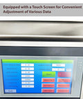 Touch screen interface of High Speed Fully Automatic Labeling Machine For Round Bottles, showing data adjustment settings.