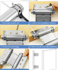 QWORK stainless steel double-action self-closing door hinges, 3-inch, cafe/saloon, 4-pack
