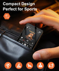 Hand holding 128GB Bluetooth 5.4 MP3 Player With Built In HD Speaker FM Radio Voice Recorder HiFi Sound E Book microSD expandable