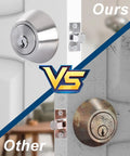 Comparison of a Double Keyed Deadbolt Lock With Keyed On Both Sides And Two Way Adjustable Cylinder, Satin Stainless Steel, with an older lock