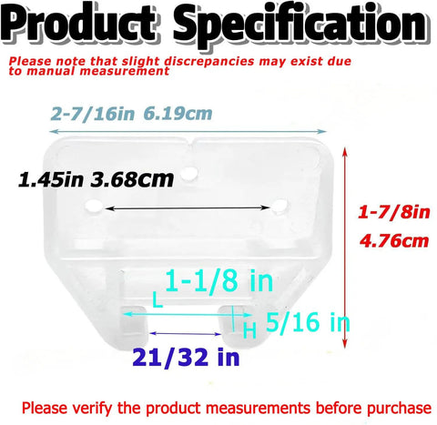 Image showing dimensions of 12 Piece Plastic Drawer Guides With Mounting Screws, Center Mount Glide Rails for easy installation.