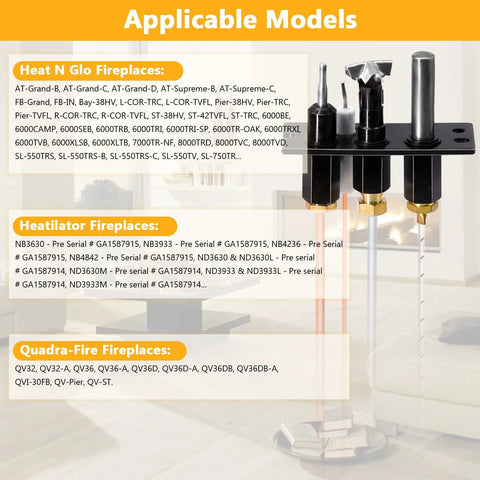 Criditpid 4021-737 propane gas pilot assembly for Heatilator/Heat N Glo/Quadrafire fireplaces; mounted brass fittings.