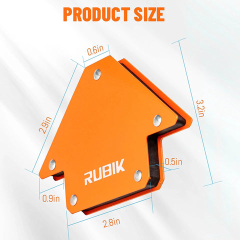 RUBIK 25 lb welding magnets set, orange metal holding magnets, 6-pack