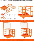 Assembly guide for Badass Rated Forklift Safety Cage And Heavy Duty Man Basket, parts and installation steps for quick setup.