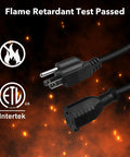 6ft Indoor Outdoor Extension Cord 16 Gauge 3 Conductor SJTW, 2 Pack, Black, 3 Prong, Weather Resistant, Flame Retardant