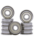 Set of 10 flange deep groove ball bearings 8x22x7mm F608 ZZ for machinery, offering high-speed capability and low noise performance.