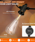 Close-up of LED bulb from Outdoor 240ft Vintage Style LED String Lights Waterproof For Patio Yard Balcony Gazebo Porch