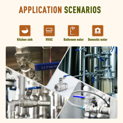 Application scenarios for Two Pack Full Port Ball Valve Three Quarter Inch 304 Stainless Steel With NPT Female Ends And Heavy Duty Blue Vinyl Insulated Handle