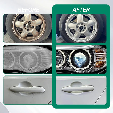 Before and after car detailing using 134Pack 3 Inch Wet Dry Sanding Discs Kit For Drill with Sixty to Ten Thousand Grit Adapters, Buffing Pads.
