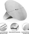 Stainless Steel Burger Press Round 6.2 Inch Smasher with sturdy handle and smooth bottom for flat top griddles and grills.