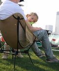 Grab-And-Go Lightweight Camping Chair For Adults Folding Portable Chair with child sitting on grass
