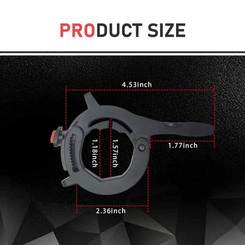 Hustle Free Motorcycle Throttle Catch And Smooth Cruise Control Assist With Boss Gripping Handlebar Clip, size dimensions 4.53 x 2.36 inches, black.