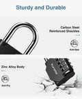 2 Pack 4 Digit Combination Padlocks For Outdoor Use Waterproof Zinc Alloy Construction With 10000 Possible Combinations showcasing anti-saw and anti-pry features