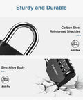 Four-Digit Locker Padlock Waterproof Outdoor Zinc Alloy Lock With 10000 Possible Combinations, details of shackle and body