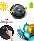 Solar Powered LED Lotus Flower Globe Light for Outdoor Garden Decor with on/off switch and charging instructions