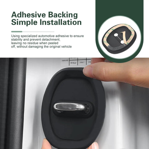 Top Shelf Soft Silicone Door Latch Covers 4 Pack Fits Cars Trucks Suv shown with adhesive backing for easy installation.