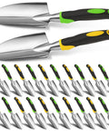 Heavy Duty Aluminum Garden Shovel And Trowel Set With Soft TPR Handle Metal Hand Spade for Digging, 12 Pack displayed in two rows