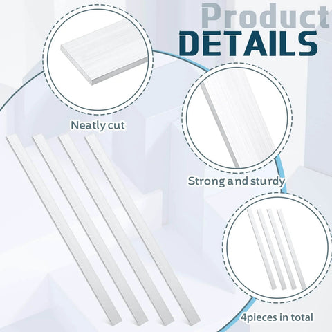 Four Piece Pack Of 304 Stainless Steel Flat Bar Rectangular Bars, 0.125 Inch Thick, 0.78 Inch Wide, 12 Inch Long, Ideal For Kitchen DIY Crafts And Metalworking For DIYers, MorningRo.