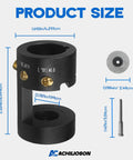 Top Tier TIG Tungsten Electrode Sharpener With Four Precision Grinding Notches and Heavy Duty Brass Alignment Sleeve, product size dimensions shown.