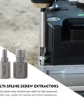 35 Pc Drill Bit Set With Multi Spline Bolt Extractors And Left Hand Cobalt Drill Bits In Blue, shown extracting bolt
