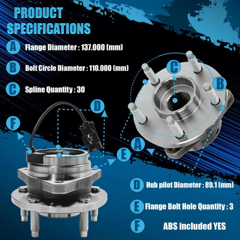 Pair Front Wheel Bearing Hubs Assembly With 5 Lug And ABS For Chevy Cobalt HHR 2008 2010 Malibu 2004 2012 Pontiac G6 2005 2010 Saturn Aura 2007 2009