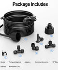 Outdoor Patio Misting System Kit 20Ft With Upgraded 4th Gen Nozzles components including hose, adapters, and connectors