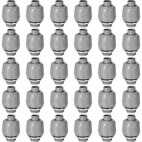 1/2 Inch Liquid Tight PVC Conduit Fittings Pack Of 30 Flexible 180 Degree Straight Connectors, nonmetallic, for wiring projects