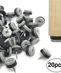 Heavy Duty Furniture Sliders For Carpet And Hardwood With Thick Felt Pads Screw In Chair Glides with screws and wooden leg in view.