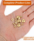 Hand holding Brass Clock Hand Nut Set 12 Pcs Assortment For Quick Clock Fixes On Grandfather Wall And Mantel Clocks