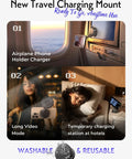 MagSafe Car Mount Charger With 15W Wireless Magnetic Phone Holder Suction Mount for travel use in airplane, hotel.