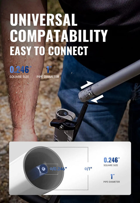 Universal compatibility of 8.75 Inch Lawn Edger Attachment With Tool Free Depth Adjustment, close-up of connection details.