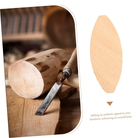 100 Pack Hella Strong Beech Wood Joiner Biscuits For Heavy Duty Woodworking and Furniture Assembly viewed with a woodworking tool.