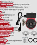 Stainless Steel Hot Water Circulator Pump Replacement for UPS15-55SFC 59896773 showing red pump with electrical cord and flange fittings.