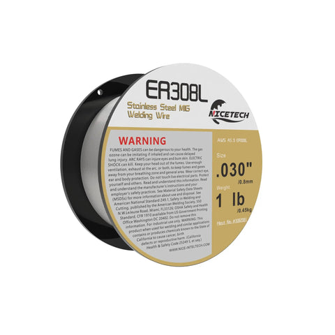 ER308L Stainless Steel MIG Welding Wire .030 Inch Diameter, 1 Pound Spool, All Position Welds, Stable Arc, Smooth Feeding