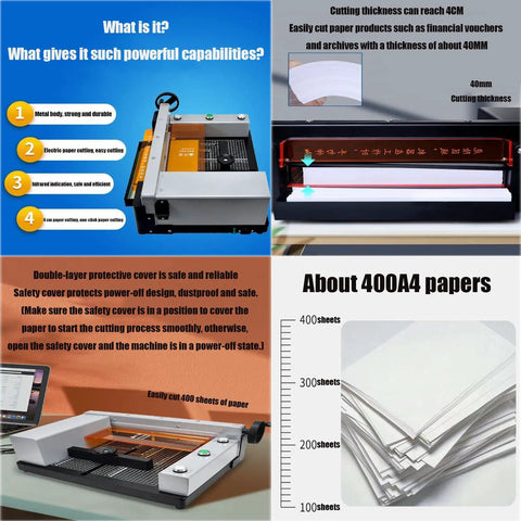 Auto Paper Cutter For A4 Size Heavy Duty Desktop Paper Trimmer With Double Safety Electric Cutting Machine For Graphic Shops