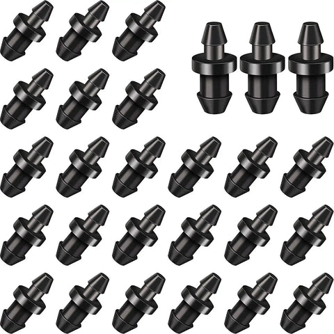 Killer Pro Grade 60 Piece Barbed End Plugs For Drip Irrigation Tubing One Quarter Inch Barbed Connectors End Caps Black UV Resistant